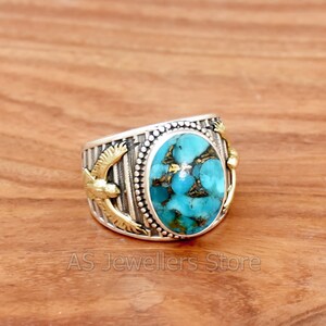 Handgemaakte 925 sterlingzilveren adelaar: blauw koperturkoois
