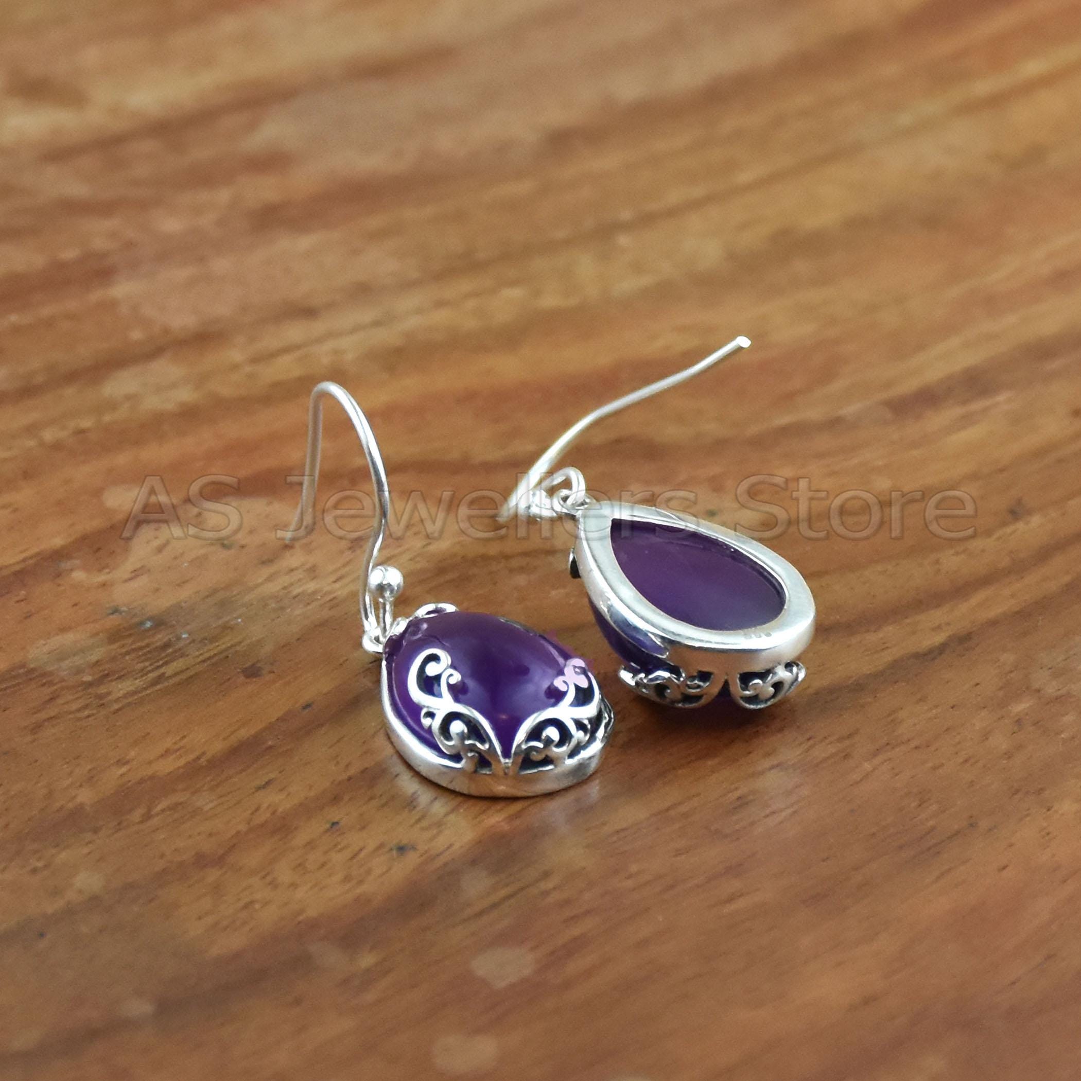 Boucles D'oreilles Améthyste Argent 925 - Pierres Violettes 5x5mm, Puces, Fabricant A Bijoux