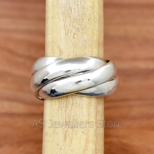 5 mm 925 Sterling Silver Four Interlocked Ring, Four Rolling Ring, Multi Band Rings, Handmade Ring, Statement Ring, Ready To Ship