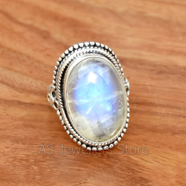 925 Sterling Silver Ring, Moonstone Ring, Handmade Ring, Women Ring, Filigree Ring, Boho Ring, Gemstone Ring, Gift For Her Boho Silver Ring