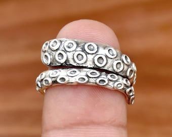 Octopus ring, silver squid tentacle ring, Solid 925 Sterling Silver Ring, Handmade Silver Ring, Adjustable Ring Silver Ring, Gift for Her,