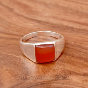 Natural Carnelian Ring, 925 Sterling Silver Ring, Men&#39;s Ring, Carnelian Men&#39;s Ring, Handmade Silver Ring, Silver Men&#39;s Ring, Gift for Him