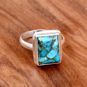 925 Sterling Silver Ring, Blue Copper Turquoise Ring, Handmade Ring, Boho Ring, Designer Gemstone Ring, Famous Jewellery, New Designer Ring