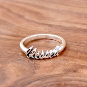 Blessed Ring, 925 Sterling Silver Ring, Handmade Ring, Cursive Blessed Ring, Dainty Ring, Cursive Ring, Catholic Jewelry, Gift For Everyone