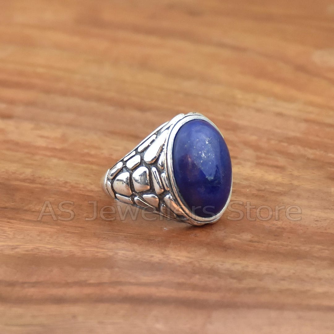 PYTALI Lapis Lazuli Ring For Men – Sterling Silver 925, Turkish Handmade, Luxury Jewelry Gift - View #3