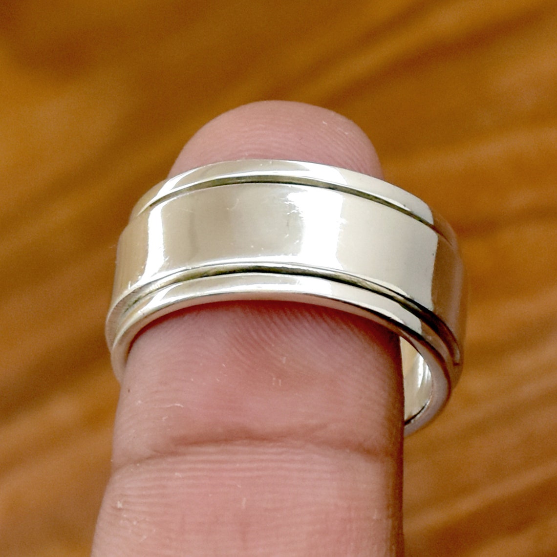 Handmade 925 Sterling Silver Spinner Ring: Wide Band Meditation Ring - Etsy