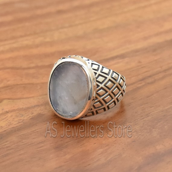 ハンドメイド ラブラドライト 925 スターリングシルバー メンズリング