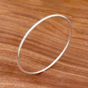 Simple Solid 925 Sterling Silver Bangle, Sterling Silver Bangle Plain, Minimalist Stacking Bangle, Handmade Modern Silver Bangle