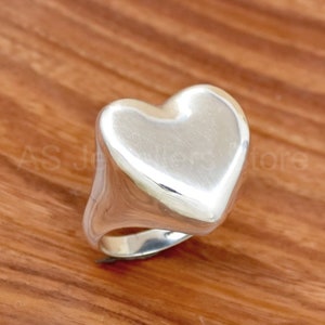 Solid 925 Sterling Silver Heart Ring, Handmade Silver Ring, Heart Ring, Heart 925 Sterling Silver Ring, Gift for Her, Dainty Ring