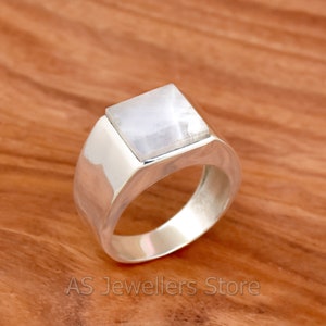 Rainbow Moonstone Ring, Men&#39;s Ring, Moonstone Men&#39;s Ring, Handmade Silver Ring, Silver Men&#39;s Ring, 925 Sterling Silver Ring, Gift for Him