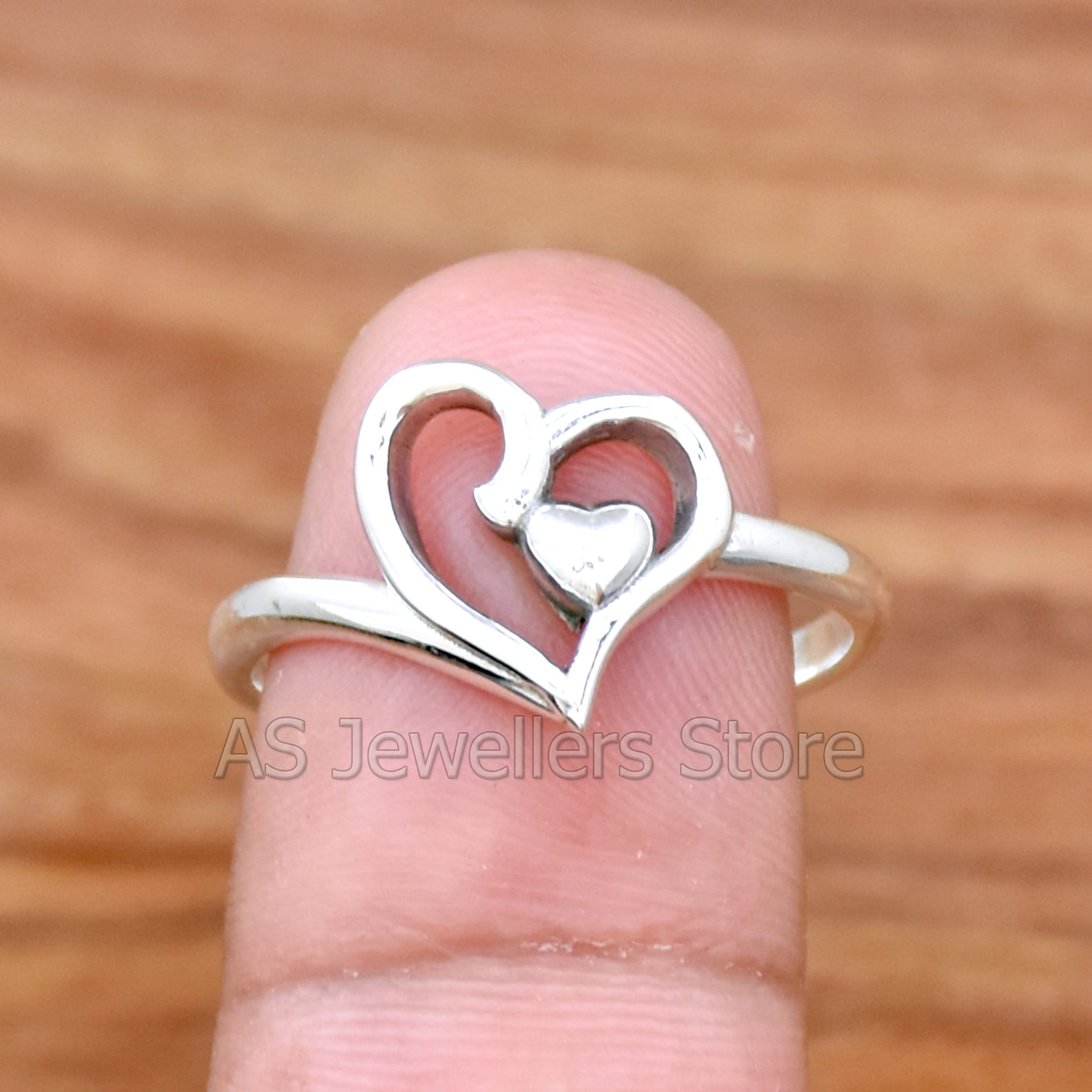 Handmade Dual Heart 925 Sterling Silver Ring: Dainty Love Ring - Etsy