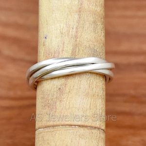 925 Sterling Silver 2 mm Four Interlocked Ring, Four Rolling Ring, Multi Band Rings, Handmade Ring, Band Ring, Statement Ring, Ready To Ship