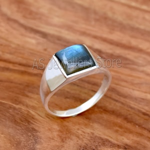 Handgefertigte Ring,925 Sterling Silber Herrenring Labradorit