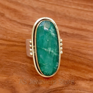 Handmade Emerald Silver Ring: Two Tone Wide Band, 925 Sterling Silver
