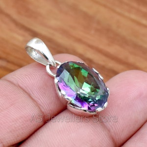 Mystic Topaz Pendant: 925 Sterling Silver Gemstone Necklace