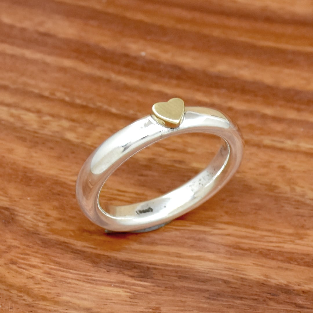 925 Sterling Silver Star & Heart Band Ring