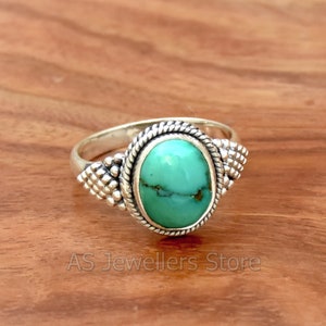 Tibetan Turquoise Ring, 925 Sterling Silver, Turquoise Ring, Gemstone Ring,  Gift For Her, Filigree Fine Ring, Wedding Ring, Oval Stone ring