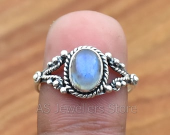 Handmade Labradorite 925 Sterling Silver Ring: Boho Statement Jewelry