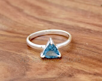Handmade London Blue Topaz Ring: 925 Sterling Silver Statement Ring