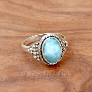 Larimar Ring: Handmade 925 Sterling Silver Boho Ring