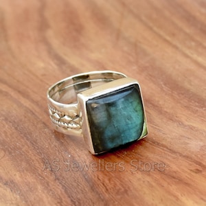 Natürlicher Labradorit Ring, Designer Bandring, Handgemachter Silberring, 925 Sterling Silber Ring, Ring, Labradorit Ring, Silber Schmuck