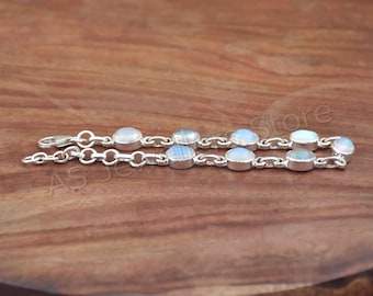 Ethiopian Opal 925 Sterling Silver Bracelet: Handmade Adjustable Gemstone