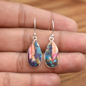 Handgemachte Spiny Oyster Türkis Ohrringe: 925 Sterling Silber Schmuck