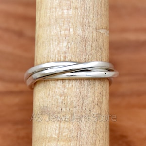 Trois bagues entrelacées en argent sterling 925 de 2 mm, trois anneaux roulants, plusieurs anneaux, fait main, bague tendance, prêt à expédier