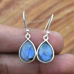 Labradorite Earring, 925 Sterling Silver Earring, Natural Labradorite Earring, Handmade Earrings, Faceted Labradorite Earing, Gift For Her