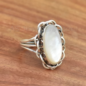 Handmade Oval Pearl Ring: 925 Sterling Silver, Natural Gemstone