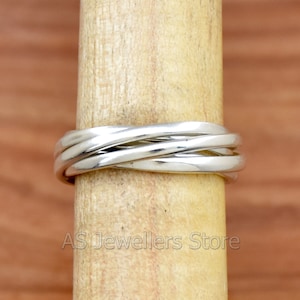 925 Sterling Silver 2 mm  Five Interlocked Ring, Five Rolling Ring, Multi Band Rings, Handmade Ring, Statement Ring, Ready To Ship