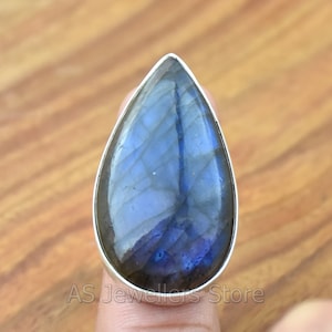 Labradorite Silver Ring, Ring for Women, Boho Ring, 925 Sterling Silver Ring, Labradorite Gemstone Ring,  Handmade Ring, Adjustable Ring,