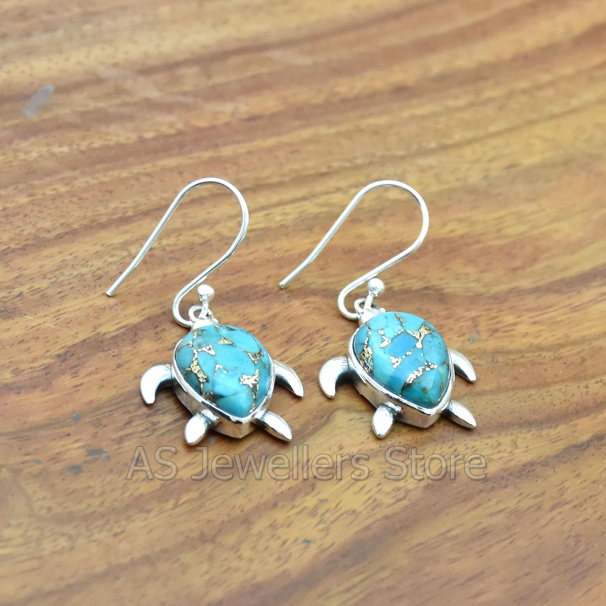 Sterling Silver Turquoise Turtle Earrings Etsy Australia