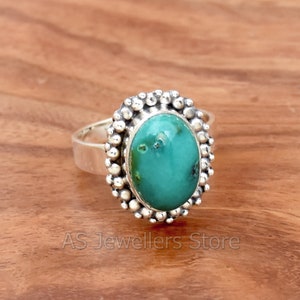 Tibetan Turquoise Ring, 925 Sterling Silver, Turquoise Ring, Gemstone Ring,  Gift For Her, Filigree Fine Ring, Wedding Ring, Oval shape ring