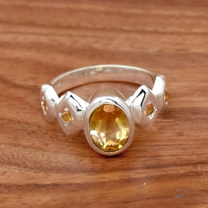 Natural Citrine 925 Sterling Silver Ring - Handmade Statement Ring