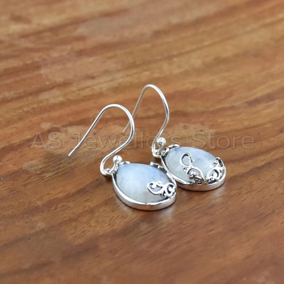 Orecchini pendenti in argento sterling 925 con pietra di luna – Orecchini pendenti Boho a goccia - Italia
