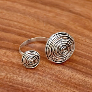 Solid 925 Sterling Silver Double tufted Ring, Handmade Silver Ring, Silver Ring, Anniversary Ring, Tufted Twins Ring, Adjustable Ring.