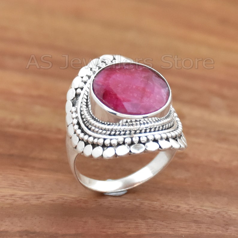 Handmade Sterling Silver Ruby Ring: Unisex Gemstone Statement Ring - Etsy