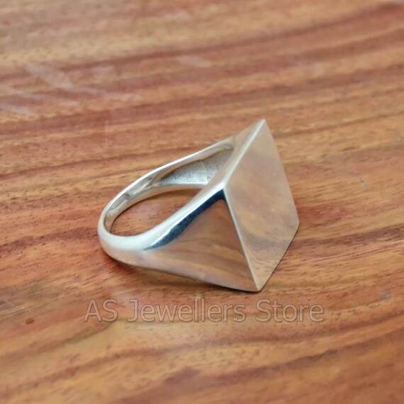 Handmade 925 Sterling Silver Square Ring - Statement Ring for Men
