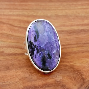 Natural Charoite Ring,925 Sterling Silver, Handmade Silver Jewellery, Gemstone Ring, Silver Jewelry, Silver Ring for girls, Purple Jewelry