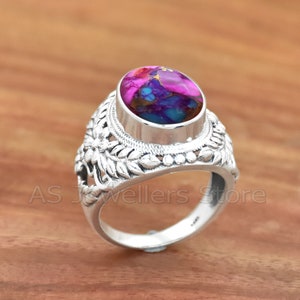 925 Sterling Silver Ring, Pink Turquoise Ring, Handmade Ring, Dainty Ring, Silver with Gemstone, Best Gift,  Partywear Silver Jewellery