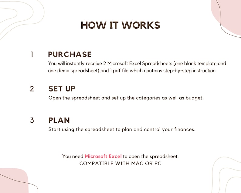 You need Microsoft Excel to open the spreadsheet. Compatible with Mac and PC.