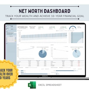 Net Worth Dashboard | Excel 10 Year Wealth Tracker, Annual Budget Planner