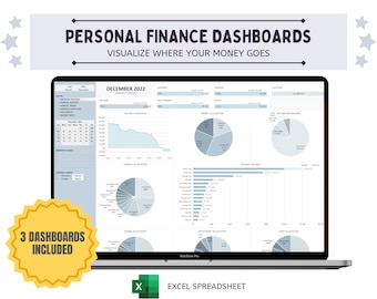 Persönliches Dashboard | Excel Jahres- und Monatsbudgetplaner, Ausgaben-Tracker