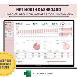 Net Worth Dashboard | Excel Wealth tracker, Annual Budget Net Worth tracker