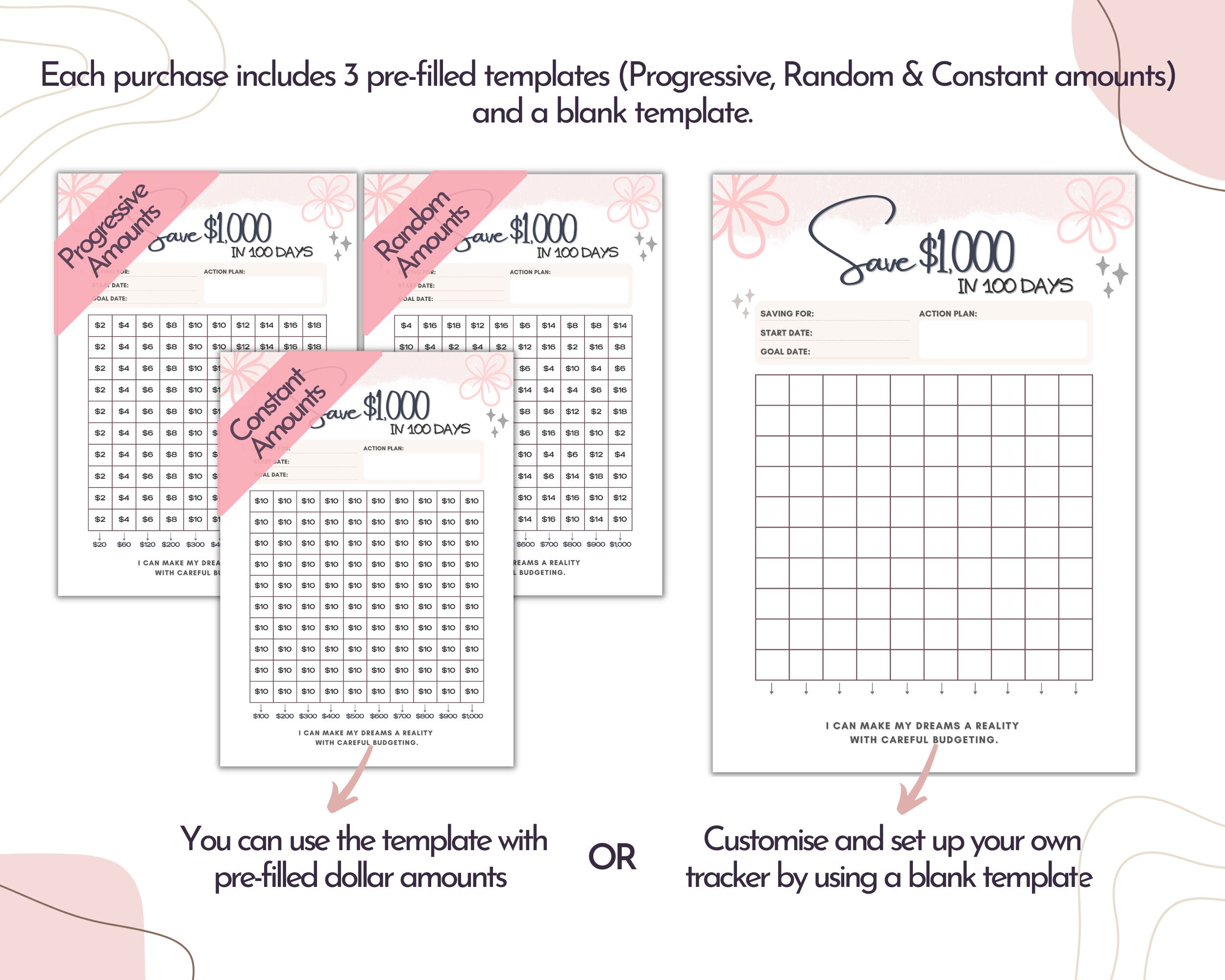 100 Days Savings Challenge 1k Printable Sinking Fund Tracker - Etsy