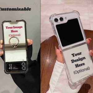 Personalized Samsung Z Flip 6 Case,  Custom Finger Ring Z FliP 4 Case, Galaxy Z Flip 5 Case
