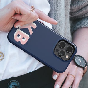 iPhone 16 Hülle, iPhone 15 Hülle, iPhone 16 15 14 13 12 11 Pro Max Plus Mini Hülle mit Monogramm Initialen