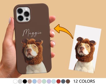 Custom Pet Portrait Phone Case, Personalized Dog Cat Photo