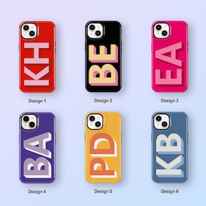 iPhone 16 Case, Initial Monogram iPhone Case, Custom Name iPhone 16 15 14 13 12 11 Pro Max Plus Mini Case